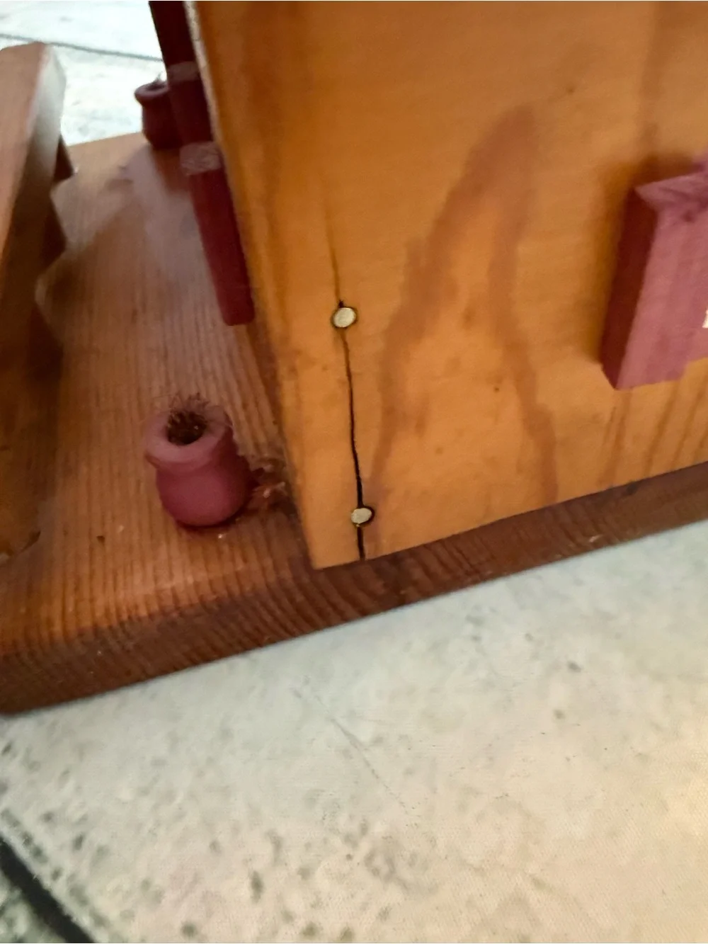 Grandmacore Vintage handmade Wooden House Recipe Box. Flaw